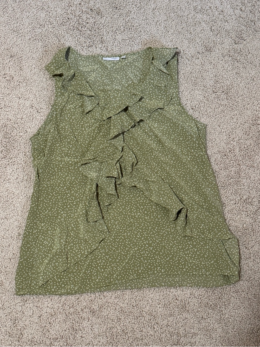 Halogen Olive Green Ruffle Front Sleeveless Camisole